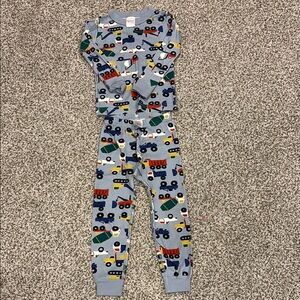 Gray and Red Pajama Sets with Playful Vehicle Print